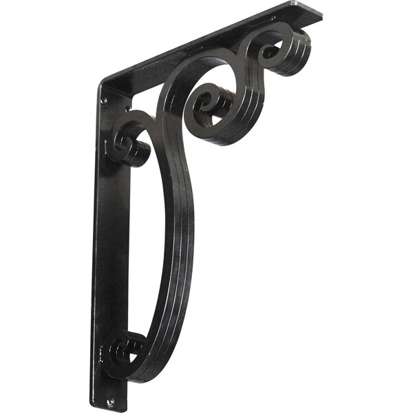 Ekena Millwork Avery Wrought Iron Bracket, (Triple center brace), Powder Coated Black 2"W x 12"D x 15"H BKTM02X12X15TAV - main